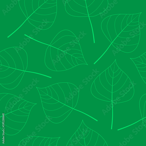 Leaves on a green background. Seamless summer background.