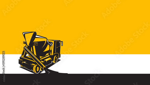 Concrete mixer truck on abstract background.Vector illustration of the industrial machinery for construction business design elements.