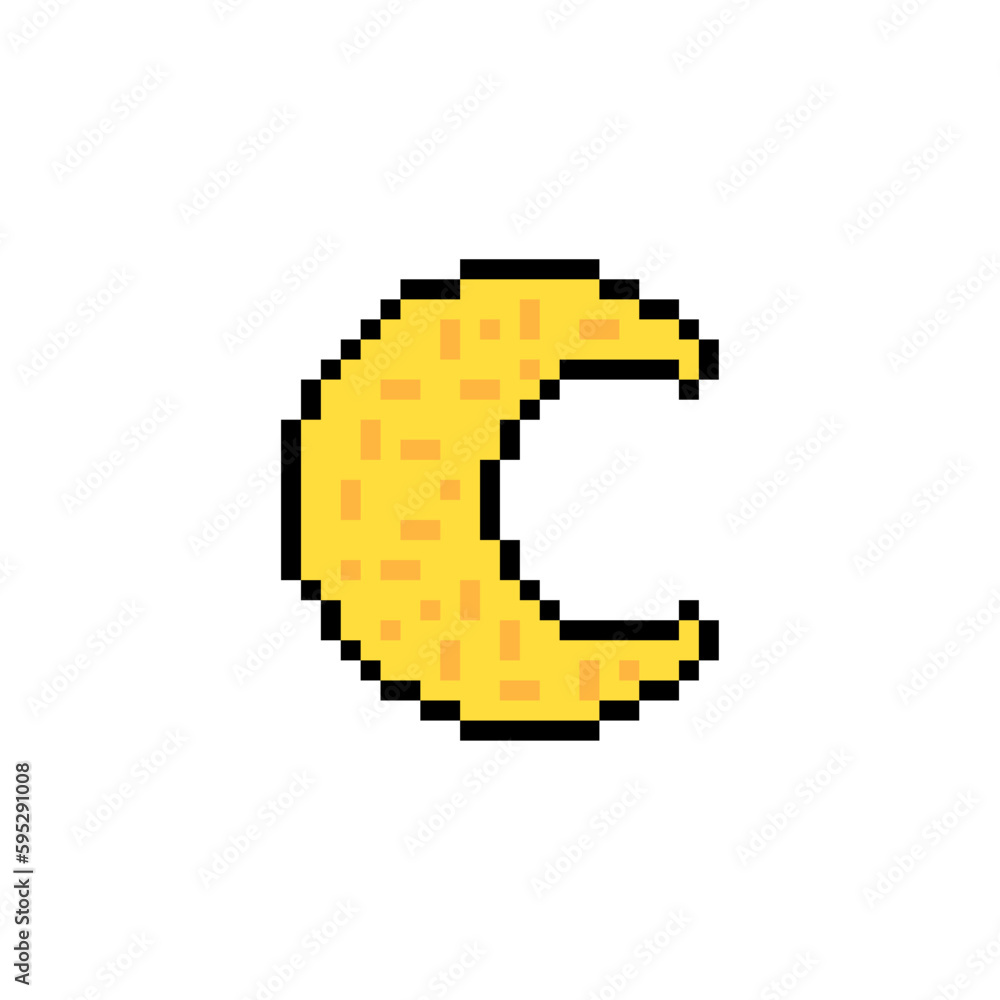 Moon pixel art isolated. 8 bit pixelated Vector illustration Stock ...