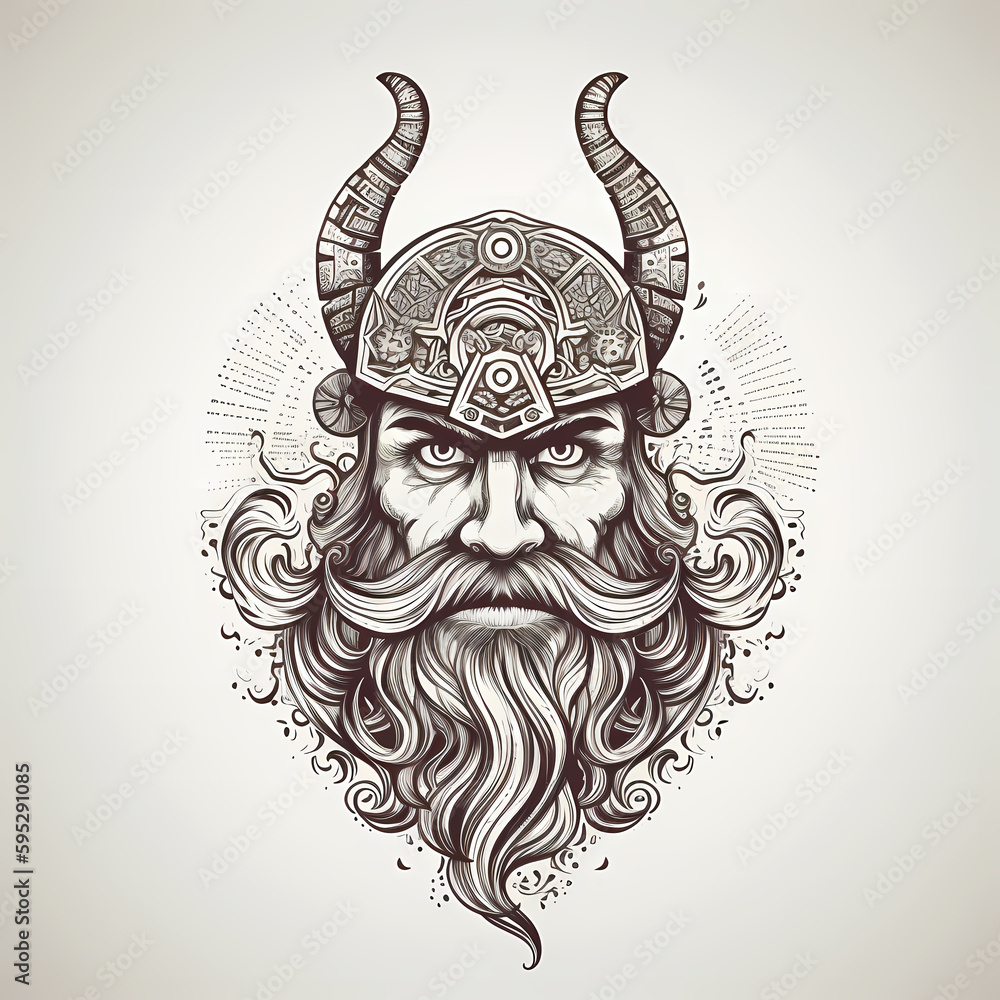 Viking man head vector illustration for logos or tattoos. Generative AI ...