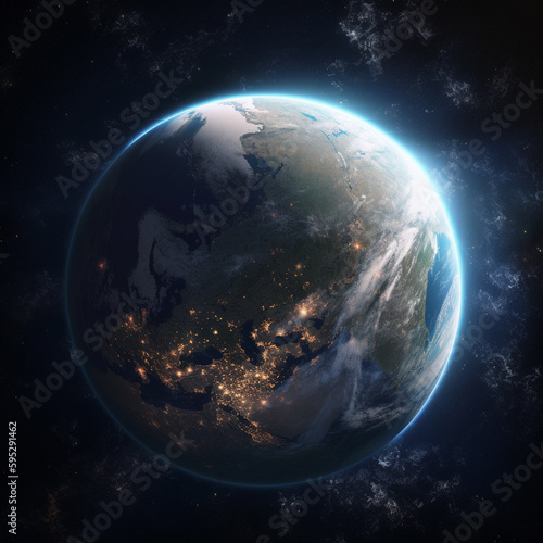 a photorealistic picture of the earth from space