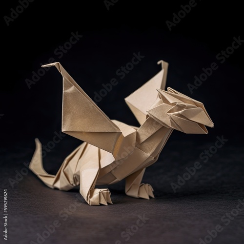 cute origami baby dragon created using generative AI tools