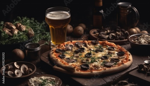  Traditional italian pizza. Generative AI © Viktor
