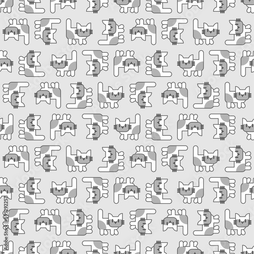 Cartoon cute kitten pattern seamless. pet background. Baby fabric texture