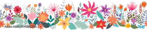 A wild flower floral flowers horizontal seamlessly tiling abstract pattern repeatable border footer design