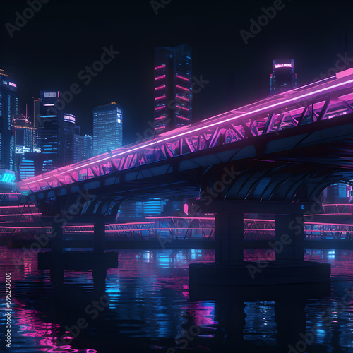Bridge in a cyberpunk city © Joris