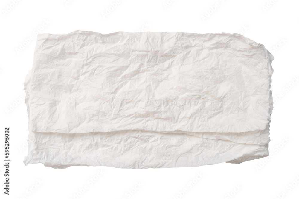 Single screwed or crumpled tissue paper or napkin in strange shape after use in toilet or restroom isolated on white background with clipping path in png file format Single screwed or crumpled tissue paper or napkin in strange shape after use in toilet or restroom isolated on white background with clipping path in png file format