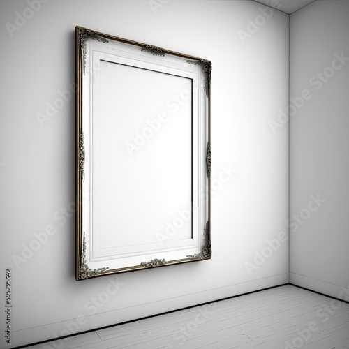 Empty blank picture frame mockup template for art/poster placement created using generative AI tools