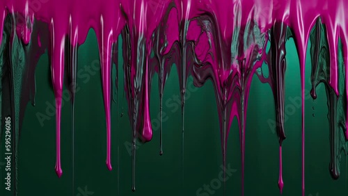 Abstract pink drops fluid video, motion background, colored moving liquid texture, creative art with dissolving material and alcohol ink style with thick paint layers photo