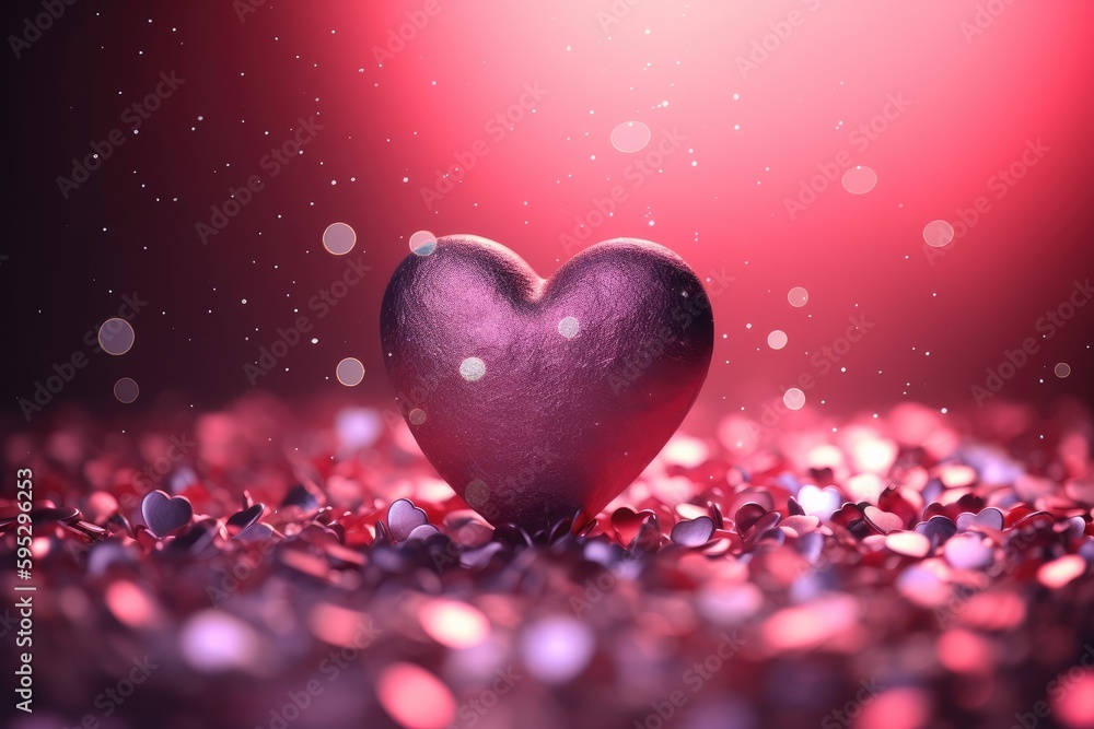 Pink heart made with glitter on a pink background created using generative AI tools Pink heart made with glitter on a pink background created using generative AI tools