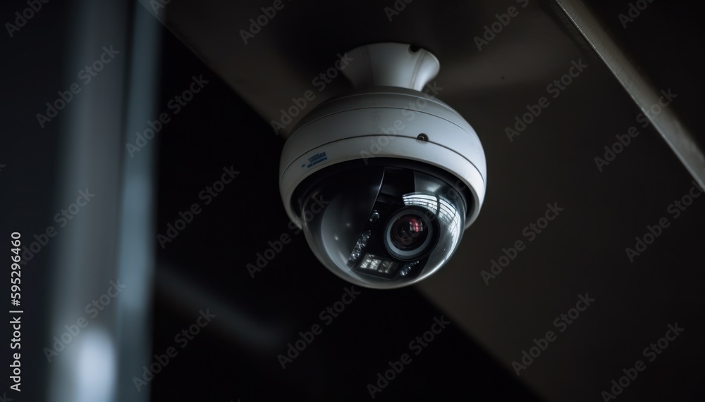 IP CCTV camera. Security system concept. Generative AI IP CCTV camera. Security system concept. Generative AI