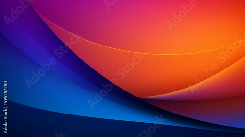 Two tone orange and purple and blue gradient  beautiful  simple  smooth. abstract art background with free space. Generative AI.