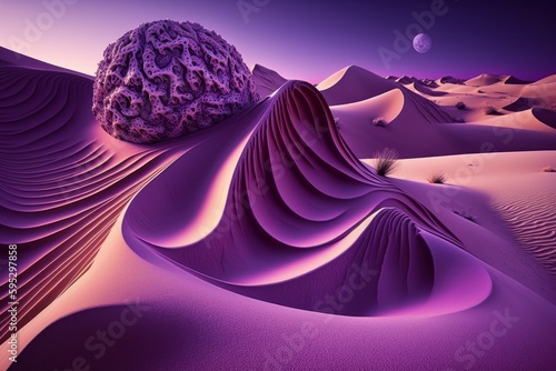 sureal sandunes purple color . Generative AI photo