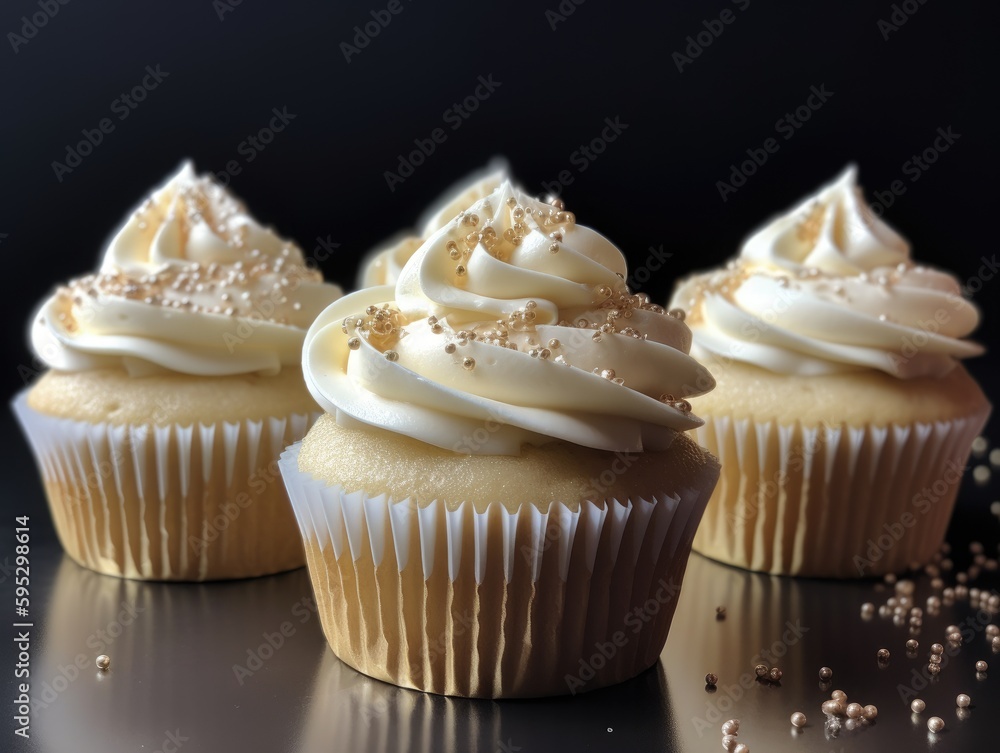 Tasty homemade vanilla cupcakes. Generative AI Tasty homemade vanilla cupcakes. Generative AI