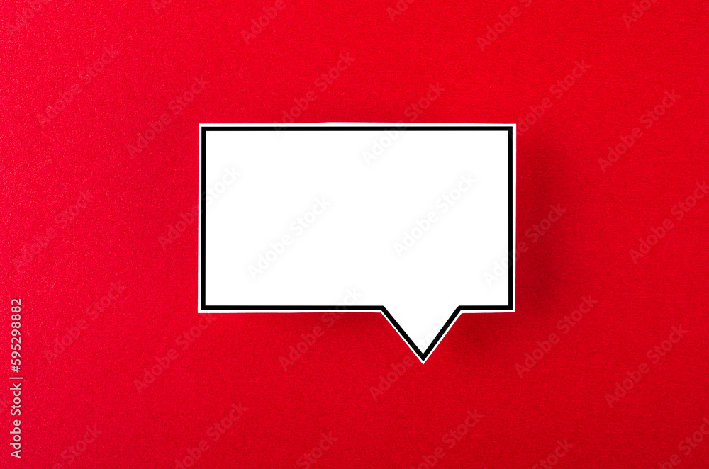 Fototapeta premium The Speech bubble with copy space communication talking speaking concepts on red background.