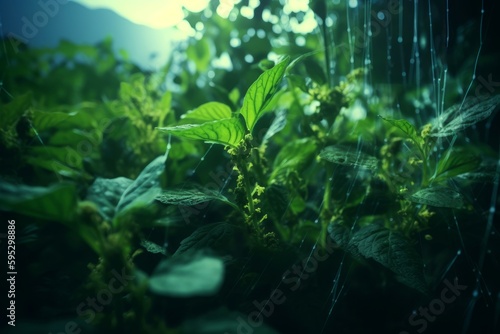 Green growing plants. Generate Ai