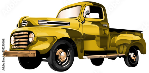 Retro Vintage American Classic Car in yellow