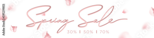 Spring sale banner with blossoms