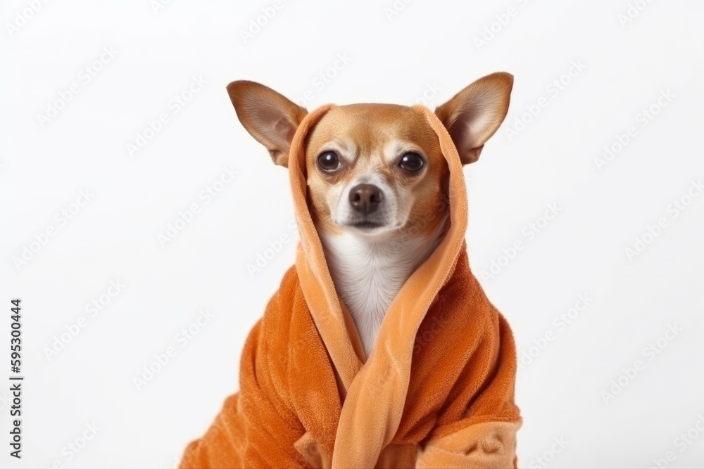 Cute dog bathrobe. Generate Ai
