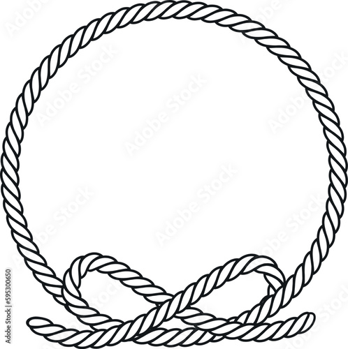 Round rope frame twisted pattern for decoration line black monochrome vector illustration
