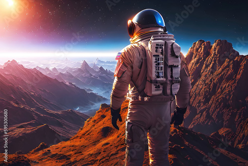Astronaut in a space suit o...