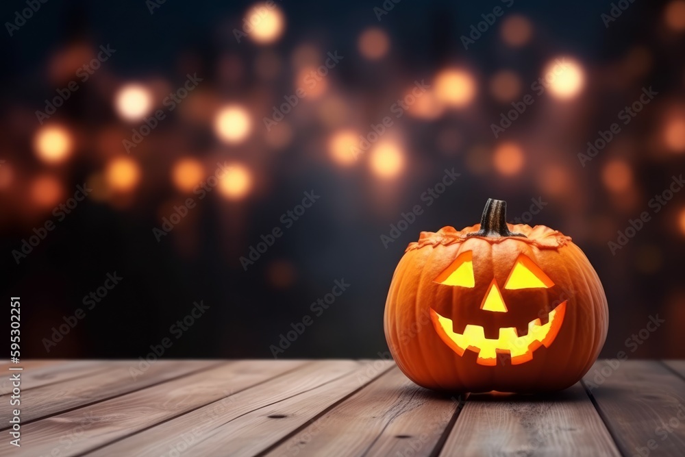 Fototapeta premium Halloween pumpkin scary. Generate Ai