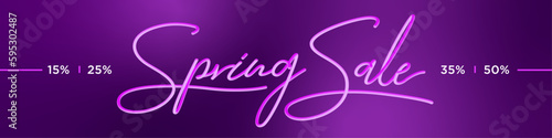 Spring sale banner on a purpule background