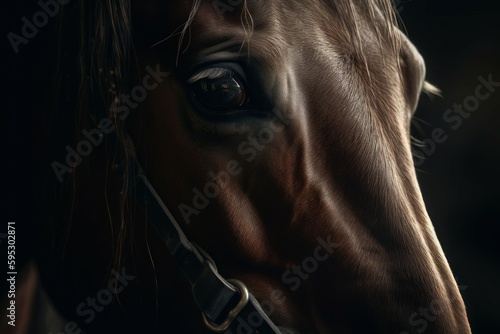 Horse head closeup. Generate Ai