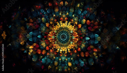 Psychedelic flower  vibrant colors  abstract design  illuminated generated by AI