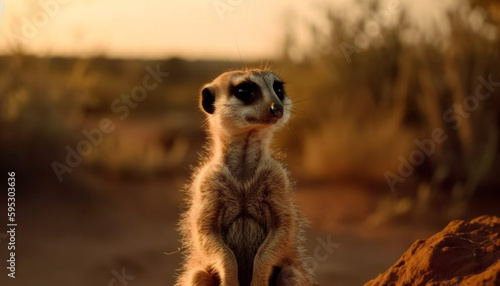 Wallpaper Mural Meerkat sitting, staring, watching in African wilderness generated by AI Torontodigital.ca
