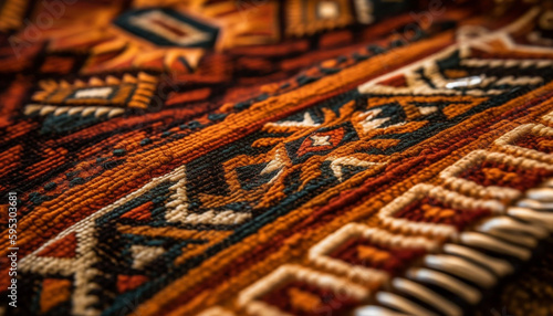 Geometric patterns of Turkish kilims decorate floor generated by AI