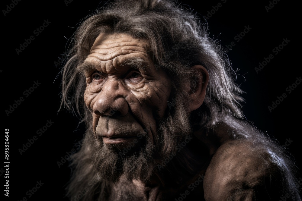 Neanderthal prehistoric caverman rock. Generate Ai Neanderthal prehistoric caverman rock. Generate Ai