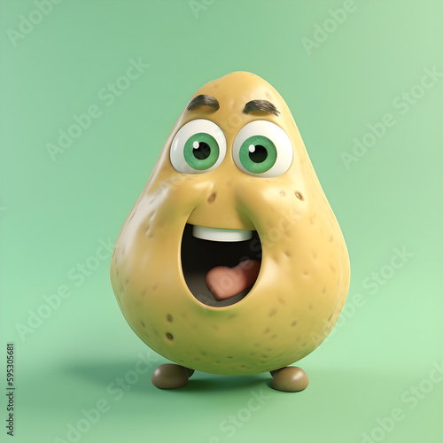 Cute smiling potato, cartoon face. Generative ai.