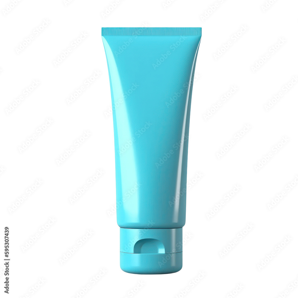 Cosmetics liquid container template. Sunscreen blue tube isolated on transparent background, PNG, Generative AI Cosmetics liquid container template. Sunscreen blue tube isolated on transparent background, PNG, Generative AI