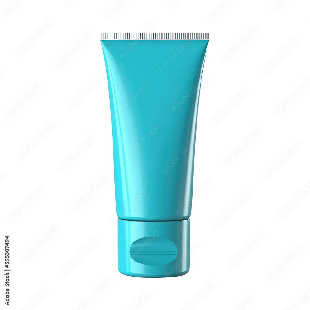 Cosmetics liquid container template. Sunscreen blue tube isolated on transparent background, PNG, Generative AI Cosmetics liquid container template. Sunscreen blue tube isolated on transparent background, PNG, Generative AI