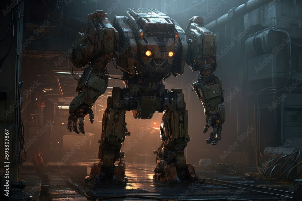 Giant city cyberpunk robot. Generate Ai Giant city cyberpunk robot. Generate Ai