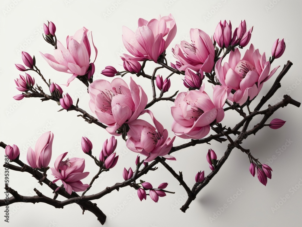 Pink spring magnolia flowers branch Pink spring magnolia flowers branch