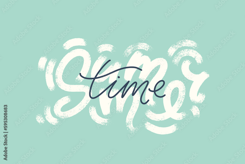 Fototapeta premium Lettering with phrase summer time. Hand written script modern calligraphy for cards, prints, posters and banners.
