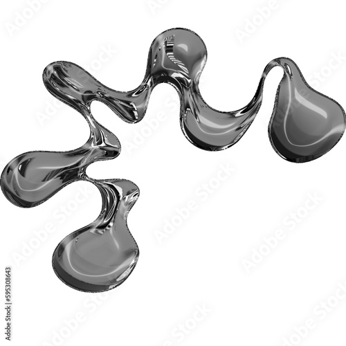 Glass Liquid Bubble Abstract Y2K Shape