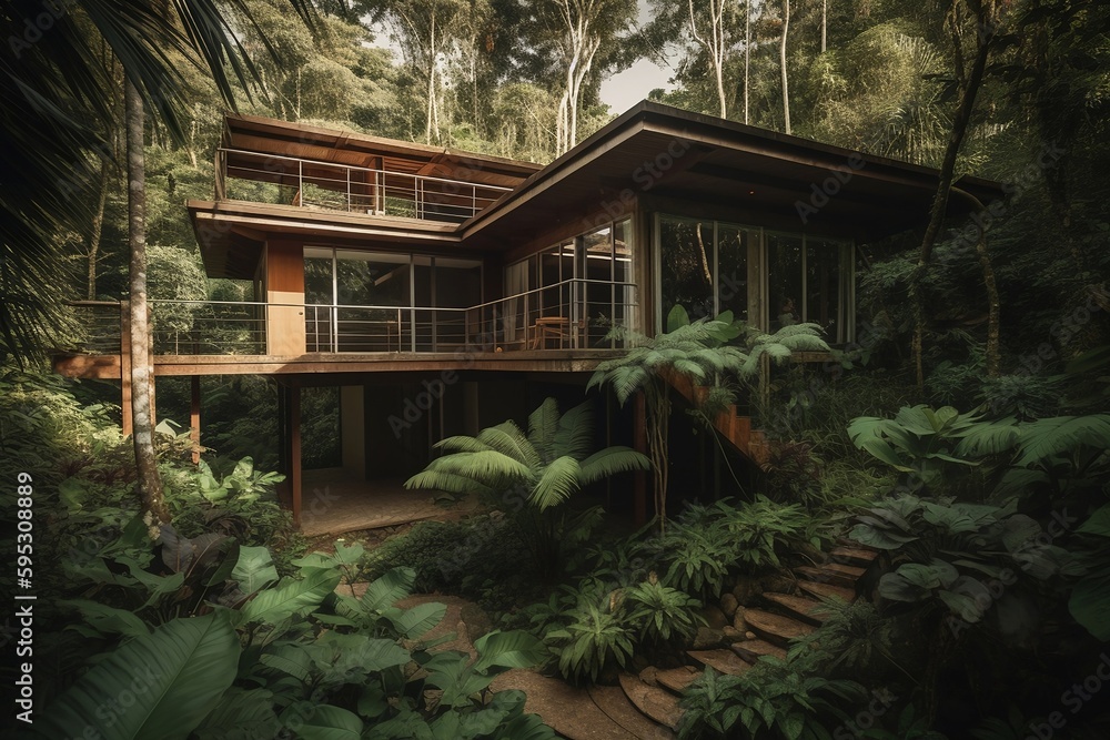 Experience Nature at its Finest in a Modern Villa Surrounded by Lush Greenery