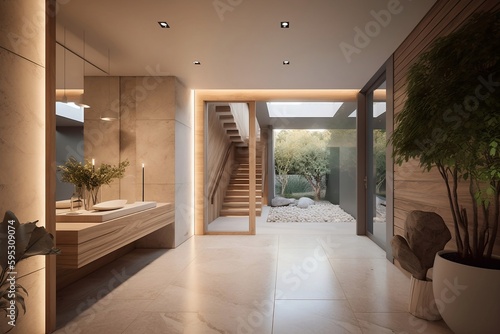 Contemporary and Naturalistic Fusion in the Entrance Hall