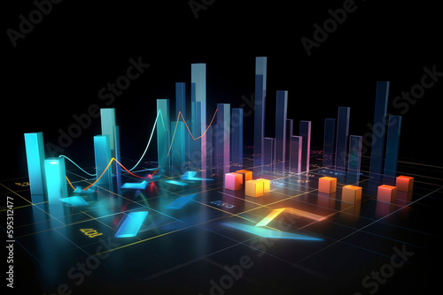 Big data analysis report on 3D effects.AI technology generated image