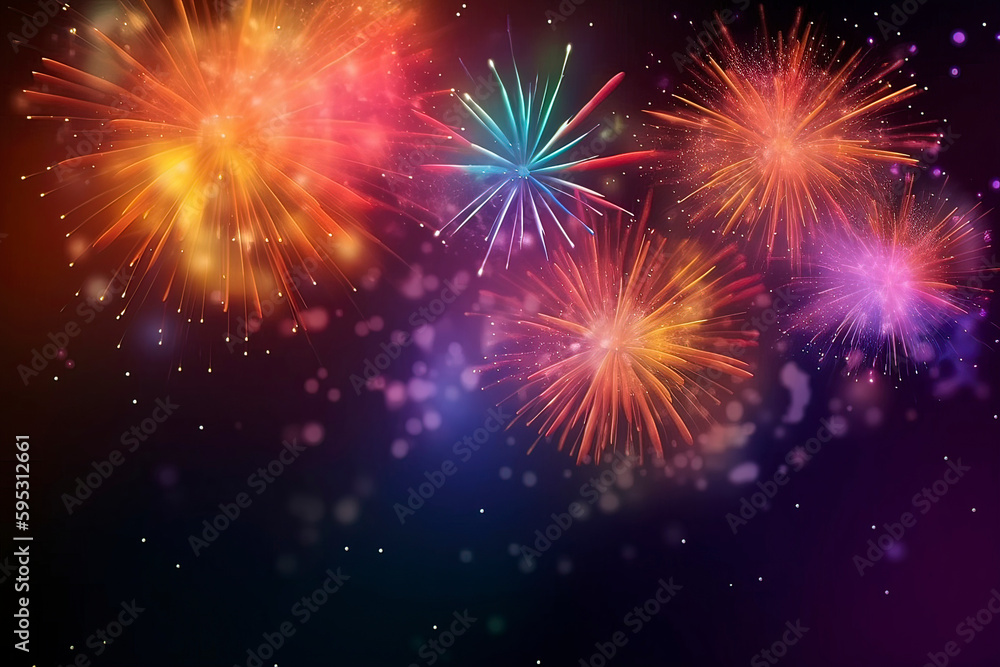 Fireworks blooming during festivals. AI technology generated image