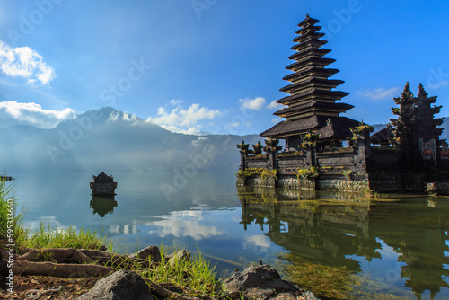 Morning scene at Batur lake  Bali Indonesia.