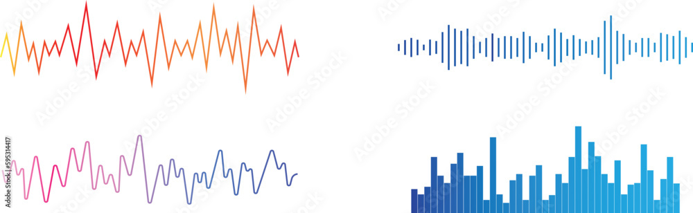  Vector Sound and audio rhythm waves icon illustration 
