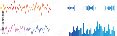  Vector Sound and audio rhythm waves icon illustration 