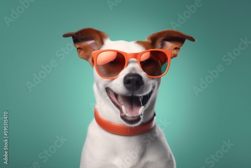 dog isolated pet cute sunglasses party funny portrait birthday smile animal background. Generative AI. © SHOTPRIME STUDIO