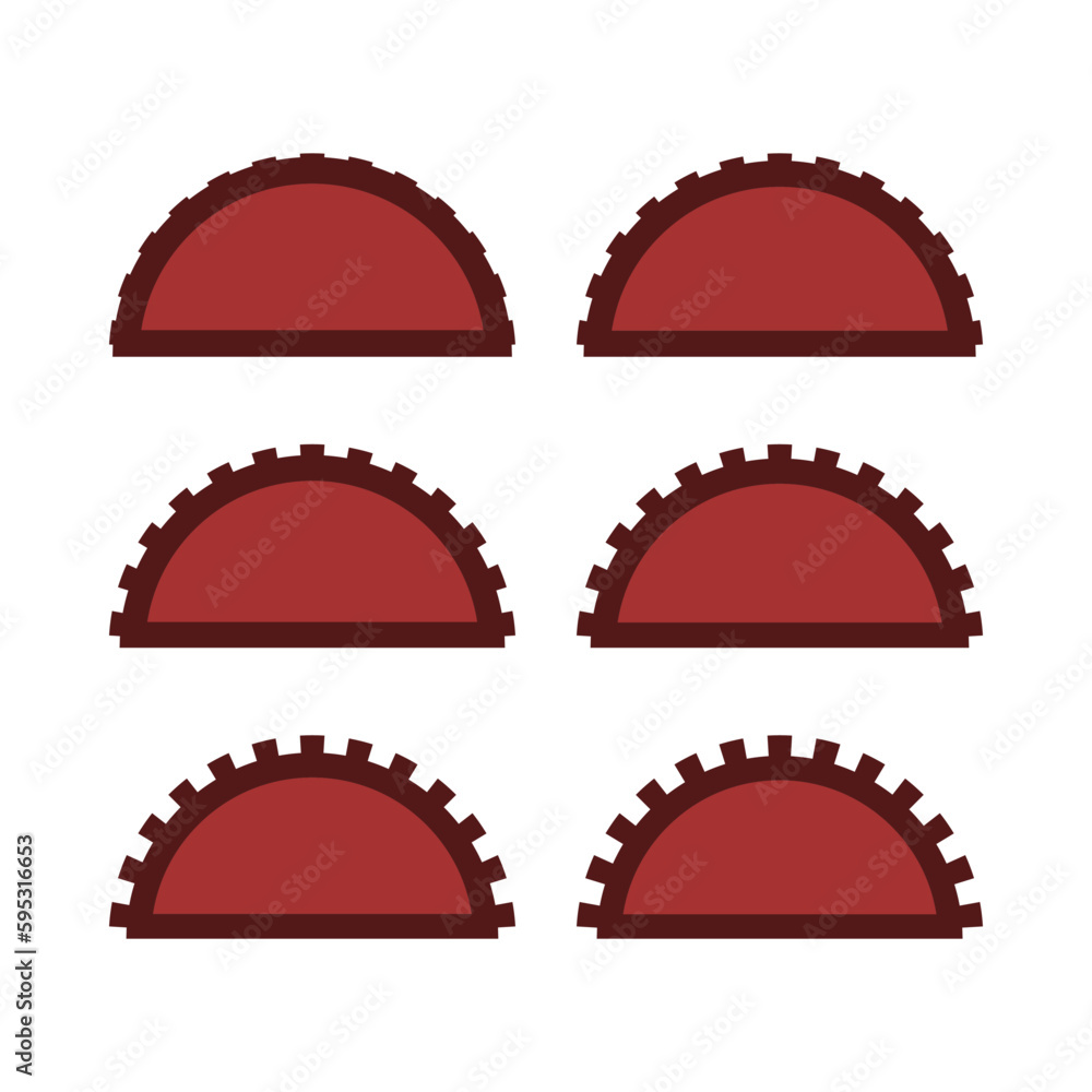 Notch Edge Half Circle Red Shapes Notch Edge Half Circle Red Shapes
