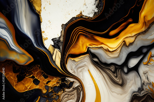 Marble ink abstract art from exquisite original painting for abstract background. It was painted on high-quality paper texture to create a smooth marble background pattern of ombre alcohol ink AI