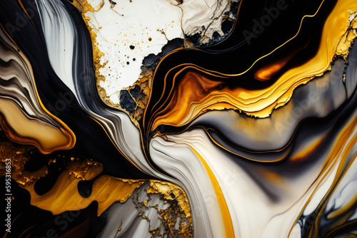 Marble ink abstract art from exquisite original painting for abstract background. It was painted on high-quality paper texture to create a smooth marble background pattern of ombre alcohol ink AI